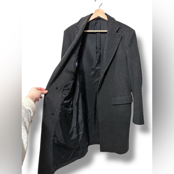 Loro Piana x J. Hilburn Men’s Wool Cashmere Long Charcoal Grey Coat Size Small - Picture 5 of 16
